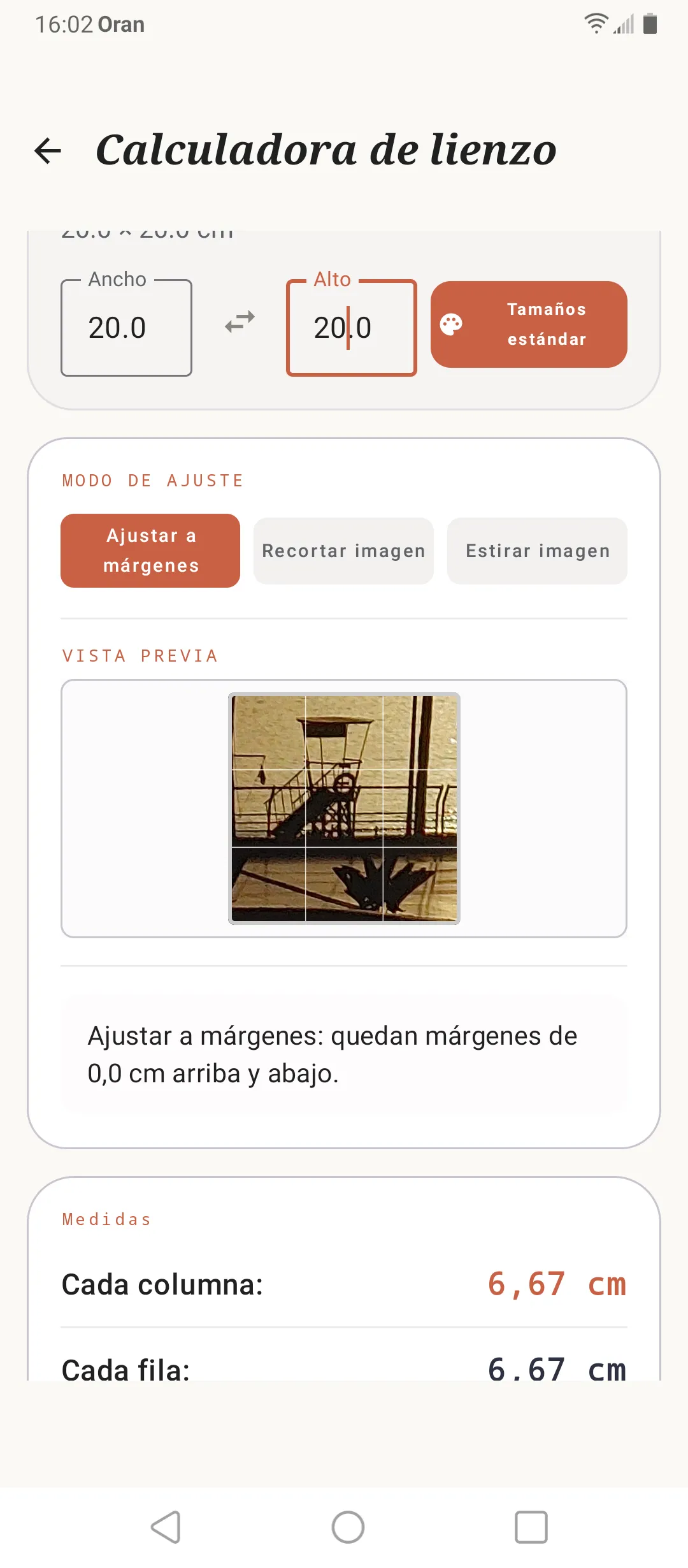 Ajuste de una imagen de referencia al formato del lienzo en SOS Artista