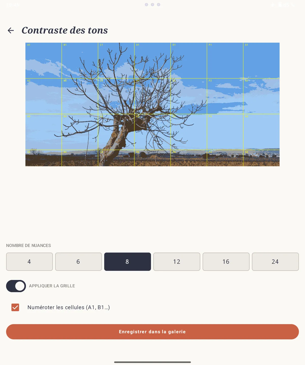 Analyse du contraste tonal d'une image de référence dans SOS Artista