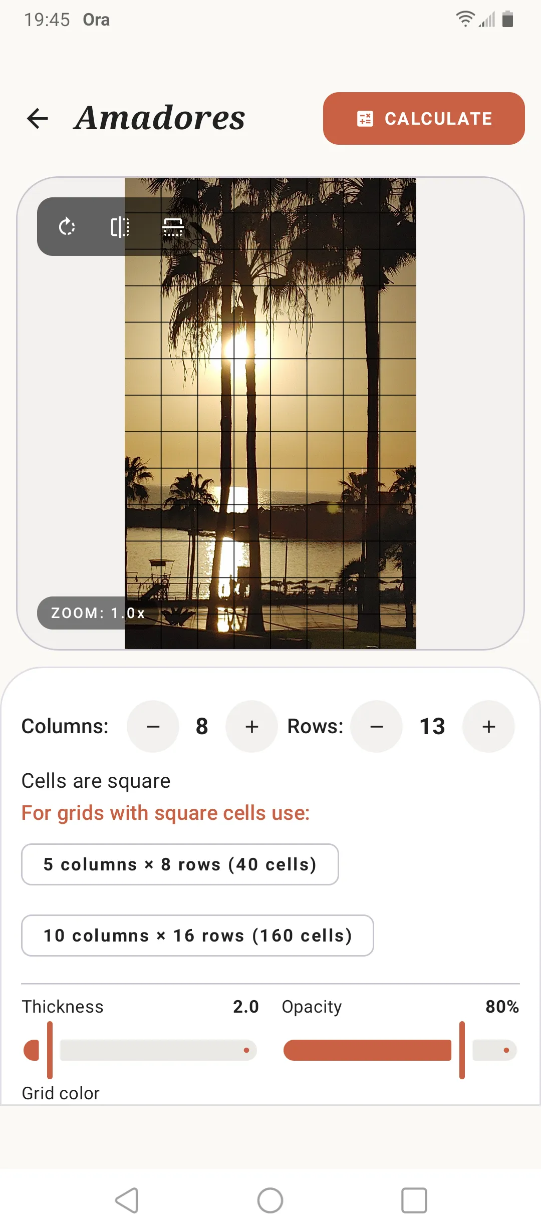 Grid editor in SOS Artista over a reference image