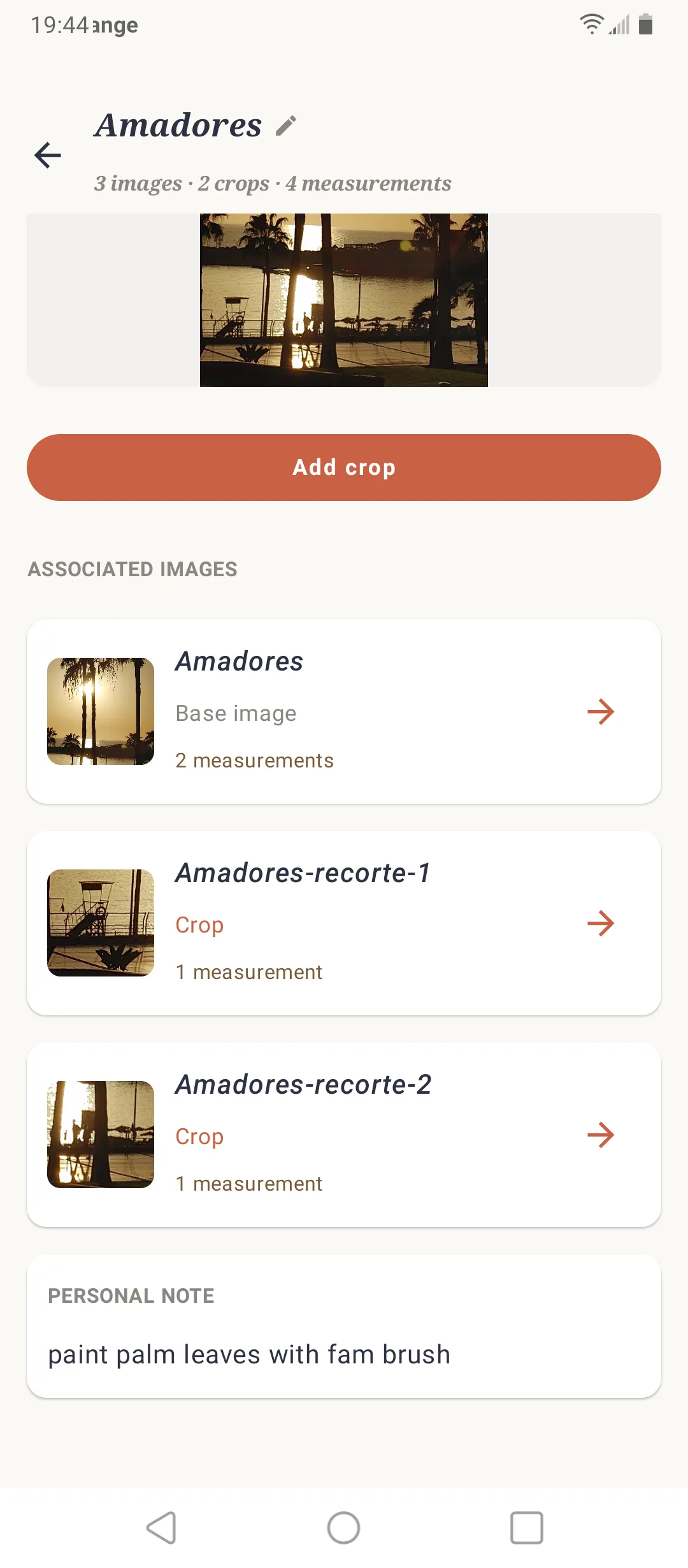 SOS Artista project with base image, crops measurements and notes